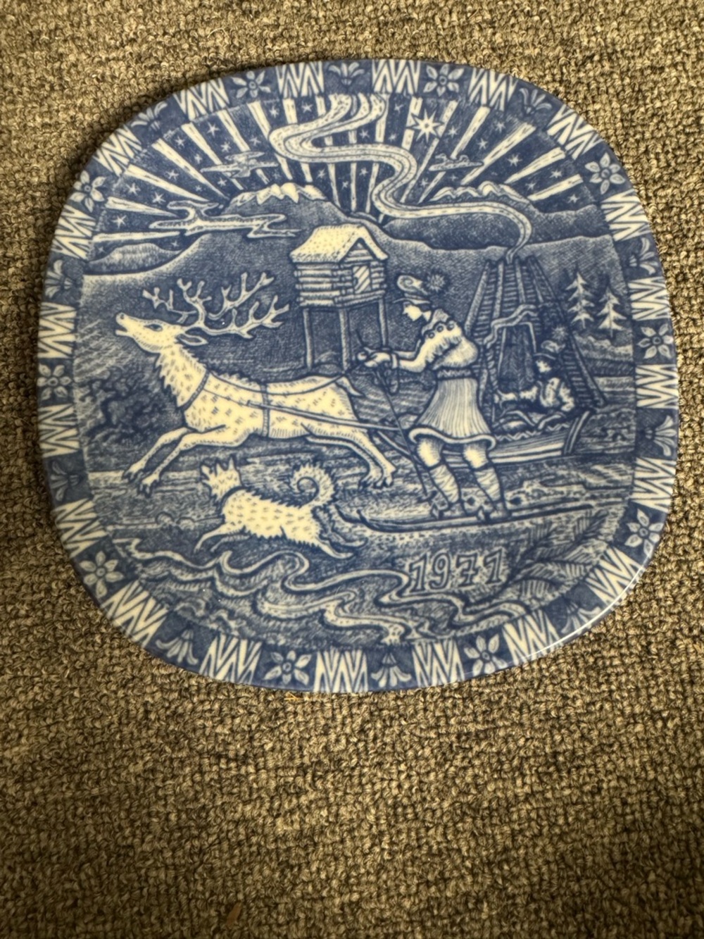 Rorstrand Blue & White 1971 Decorative Ceramic Plate 1971.